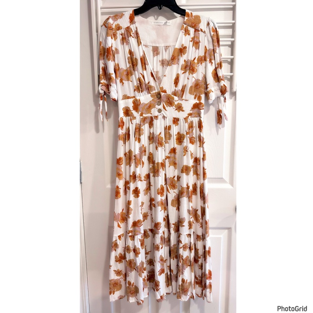 Altar'd State White & Tan Floral Dress Small Medium